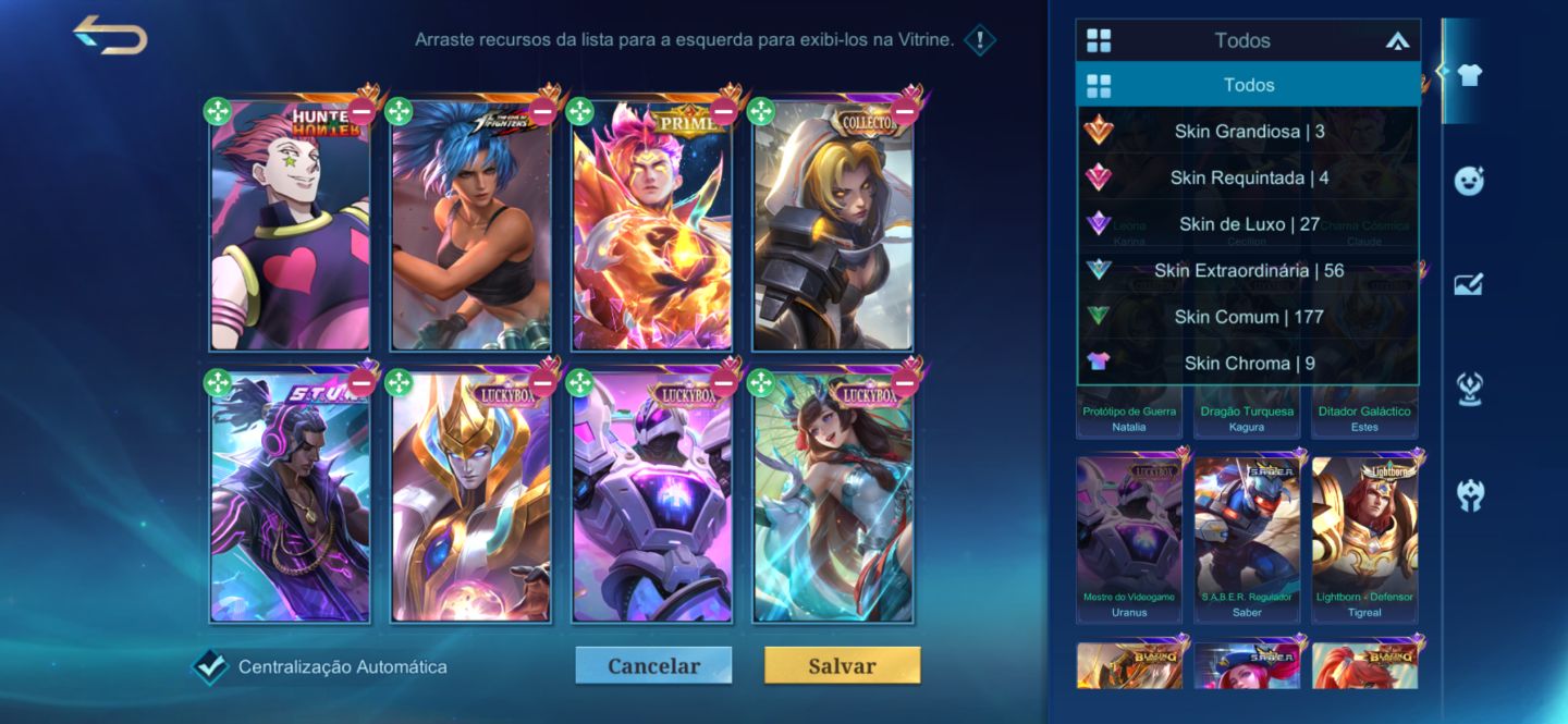 CONTA MOBILE LEGENDS LENDARY | 268 SKINS | 131 HERÓIS | PREMIUM