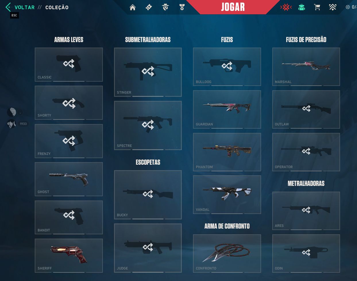 CONTA VALORANT MUITAS SKINS 1k gasto