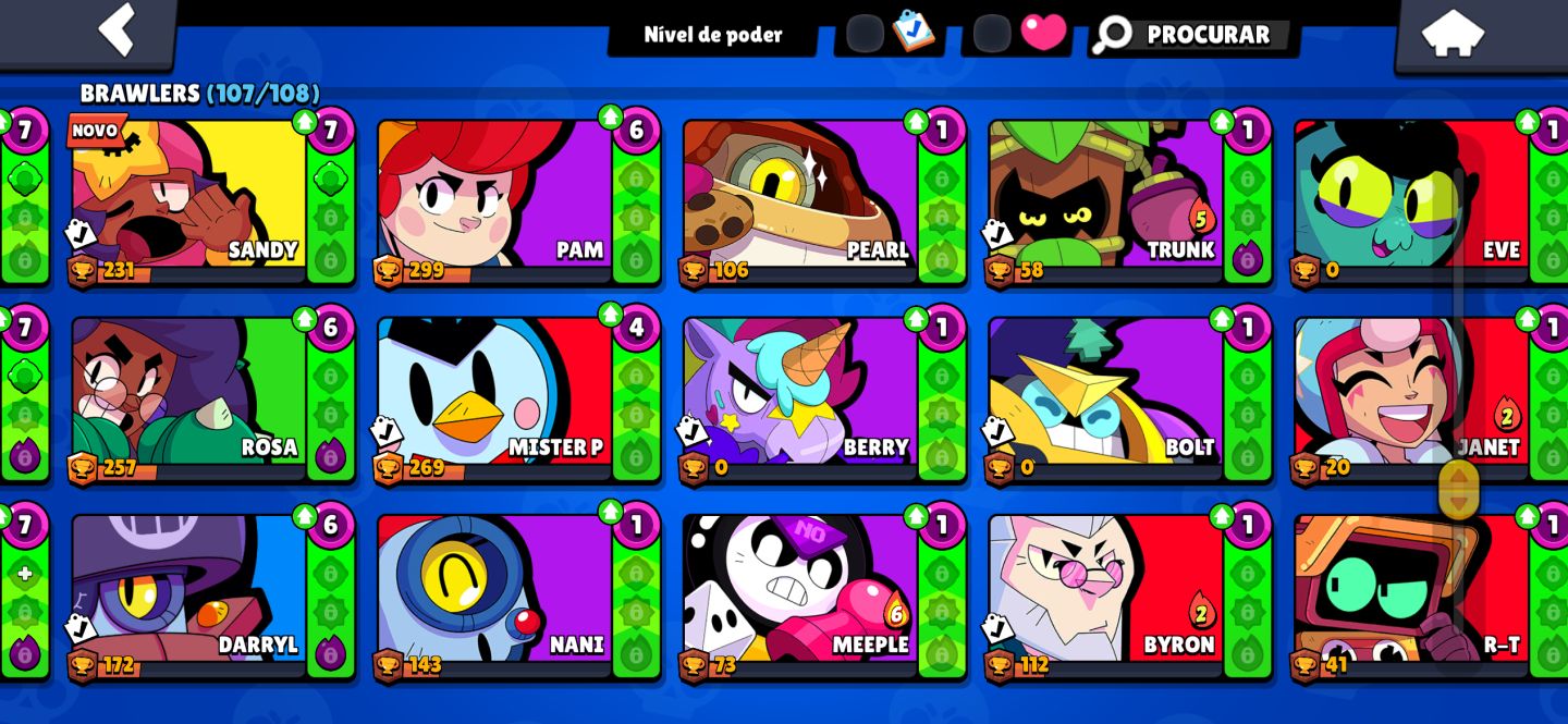 CONTA BRAWL STARS COM MUITOS PASSES E SKINS