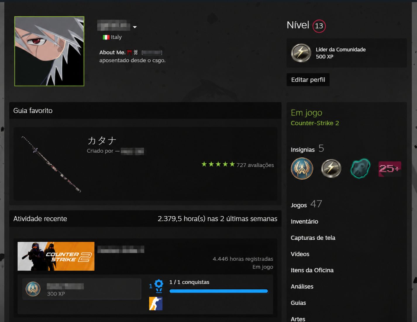 CONTA STEAM | CS2 PRIME | GC LV6 | 4.4K HORAS | DAYZ + RUST + GOW + RDR2