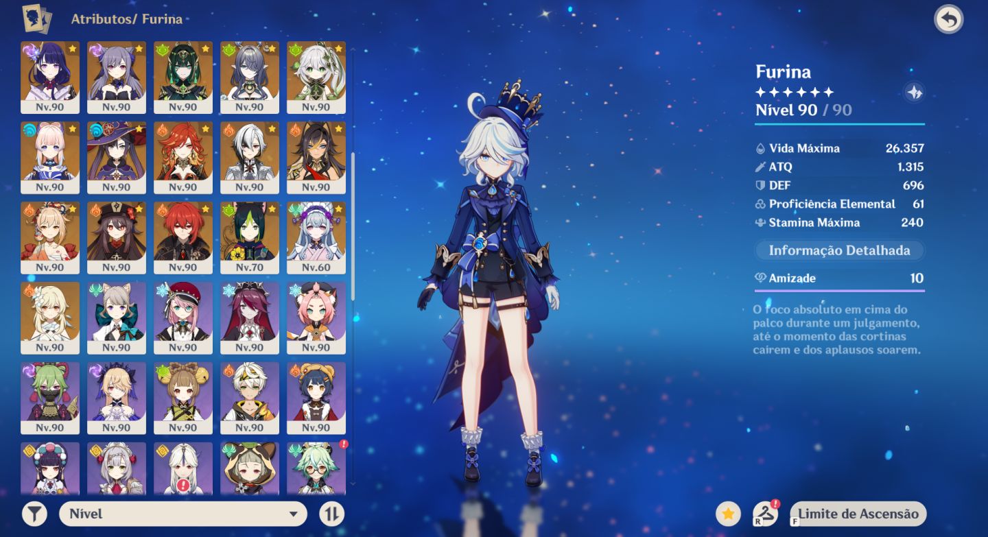 (PROMOÇÃO) CONTA GENSHIN 43 CHAR 5 STAR | 31 ARMASS | AR 60 IMPERDÍVEL