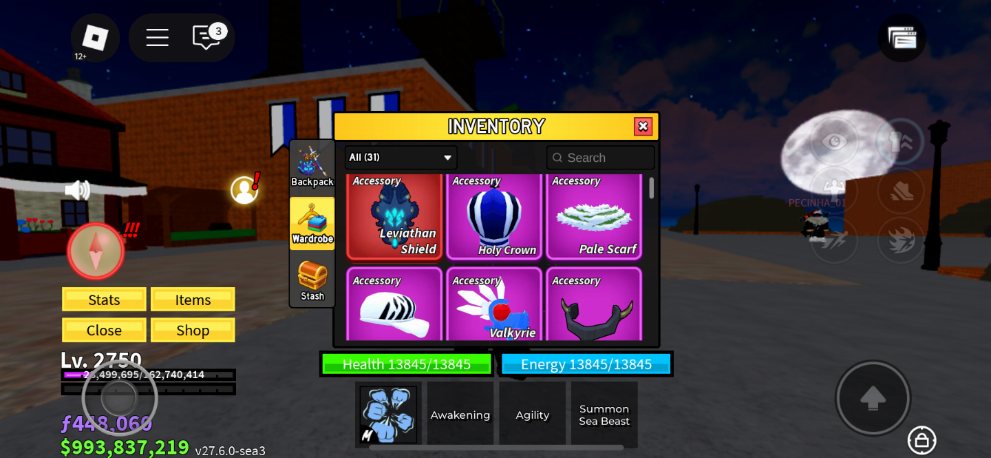 CONTA BLOX FRUIT LVL MAX - SANGUIN ART+CDK+TTK+SG