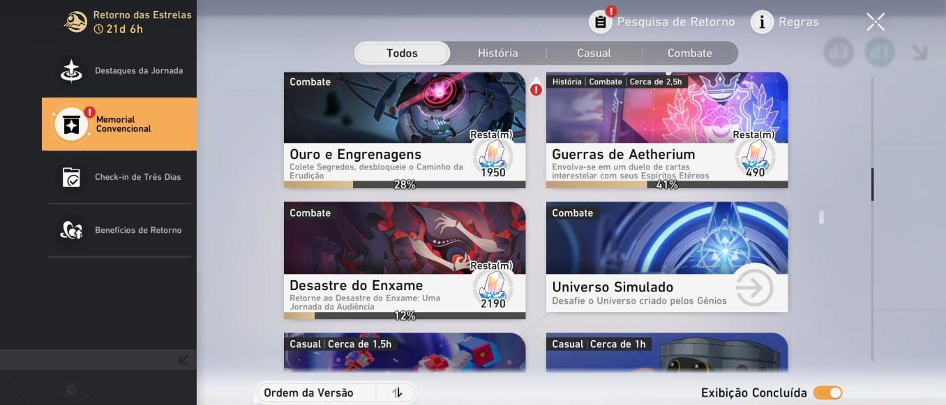 Conta honkai vários personagens