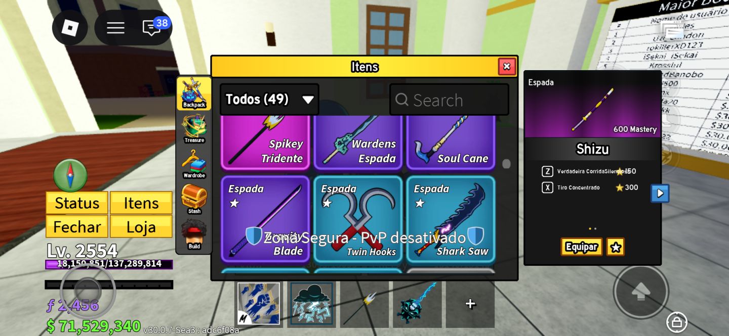 Conta blox fruits, Skin yoru v3 e varios itens raros