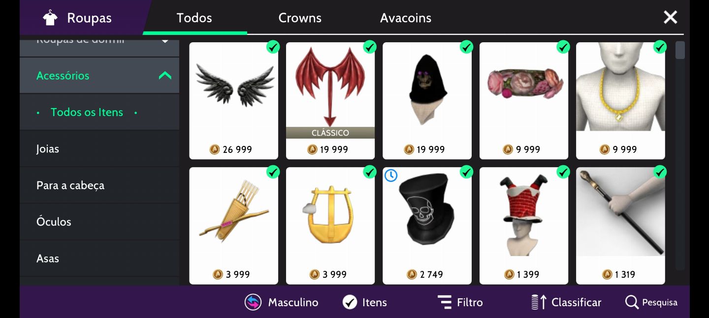 CONTA DE AVAKIN-LIFE UNISSEX Nível 41,E COM BASTANTE ITENS DE CROWNS| descrição