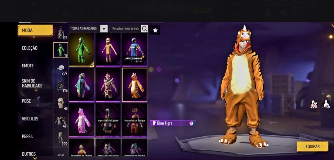 Conta Free Fire Gemada | 450+ Peitorais | Fadinha | Criminal Verde