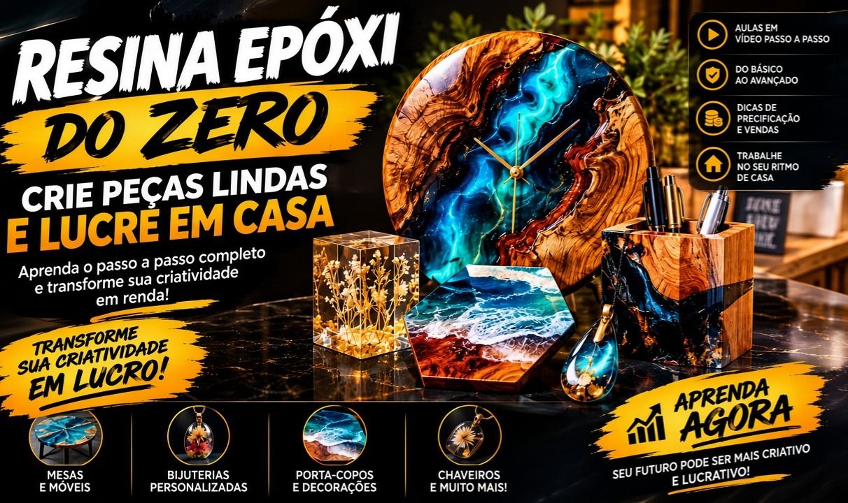 Método Resina Epóxi do Zero: Crie Peças Lindas e Ganhe fazendo em Casa !