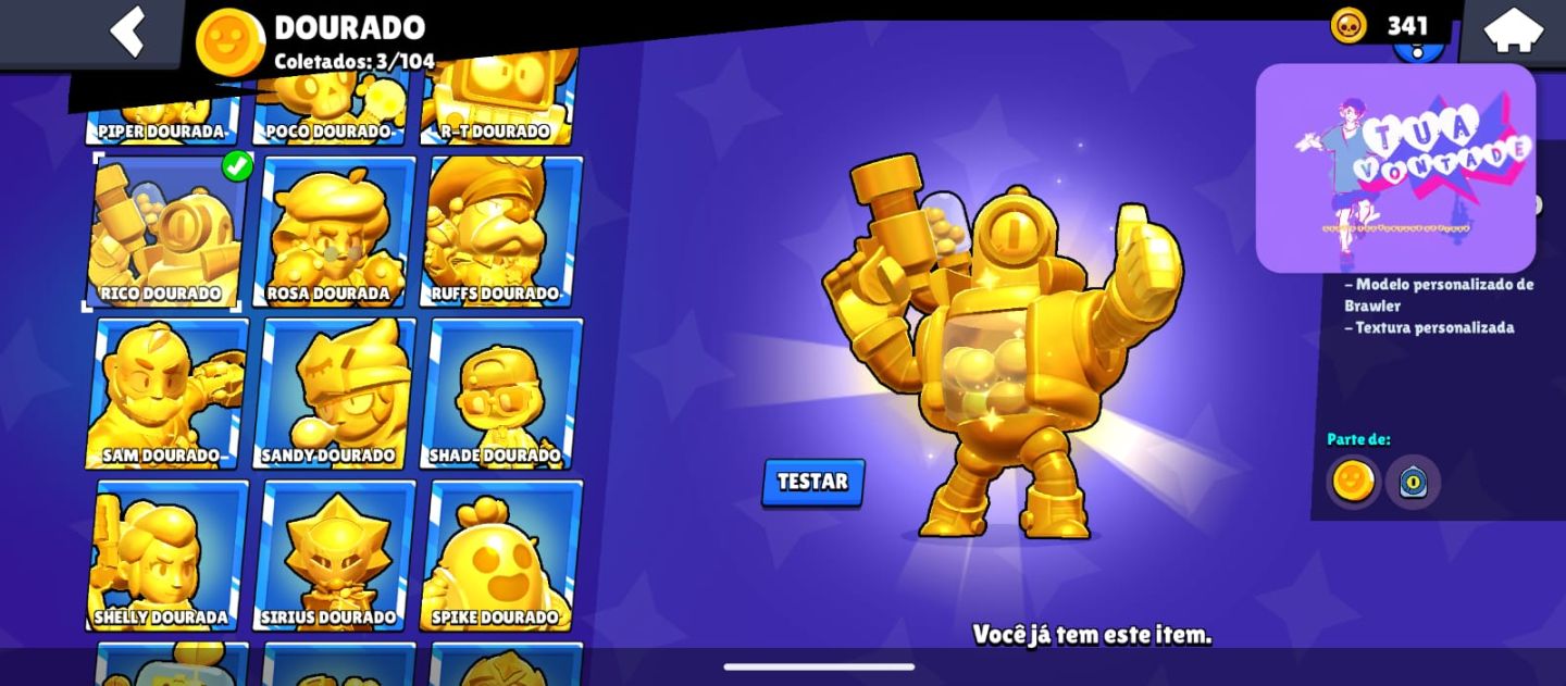 Conta de brawl stars com todos os brawlers