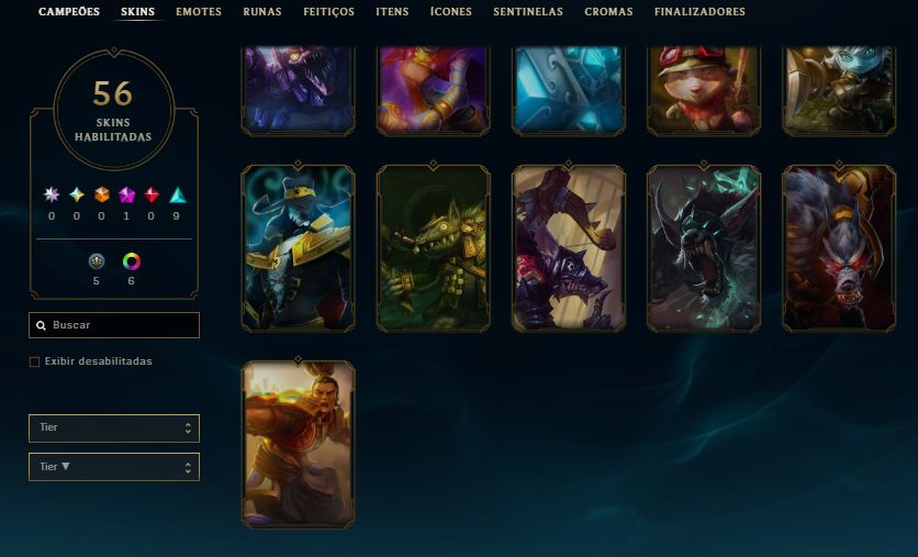 CONTA PLATINA / VEIGAR CRIPTA DE MAGMA / KHAZIX ESTRELA NEGRA / 16 SKINS /14KEA