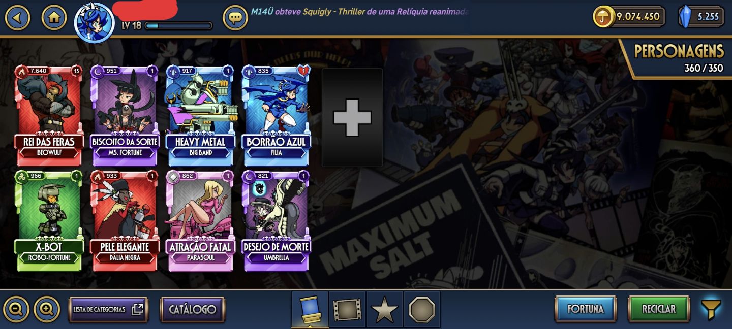CONTA DE SKULLGIRLS EXTREMAMENTE RARA