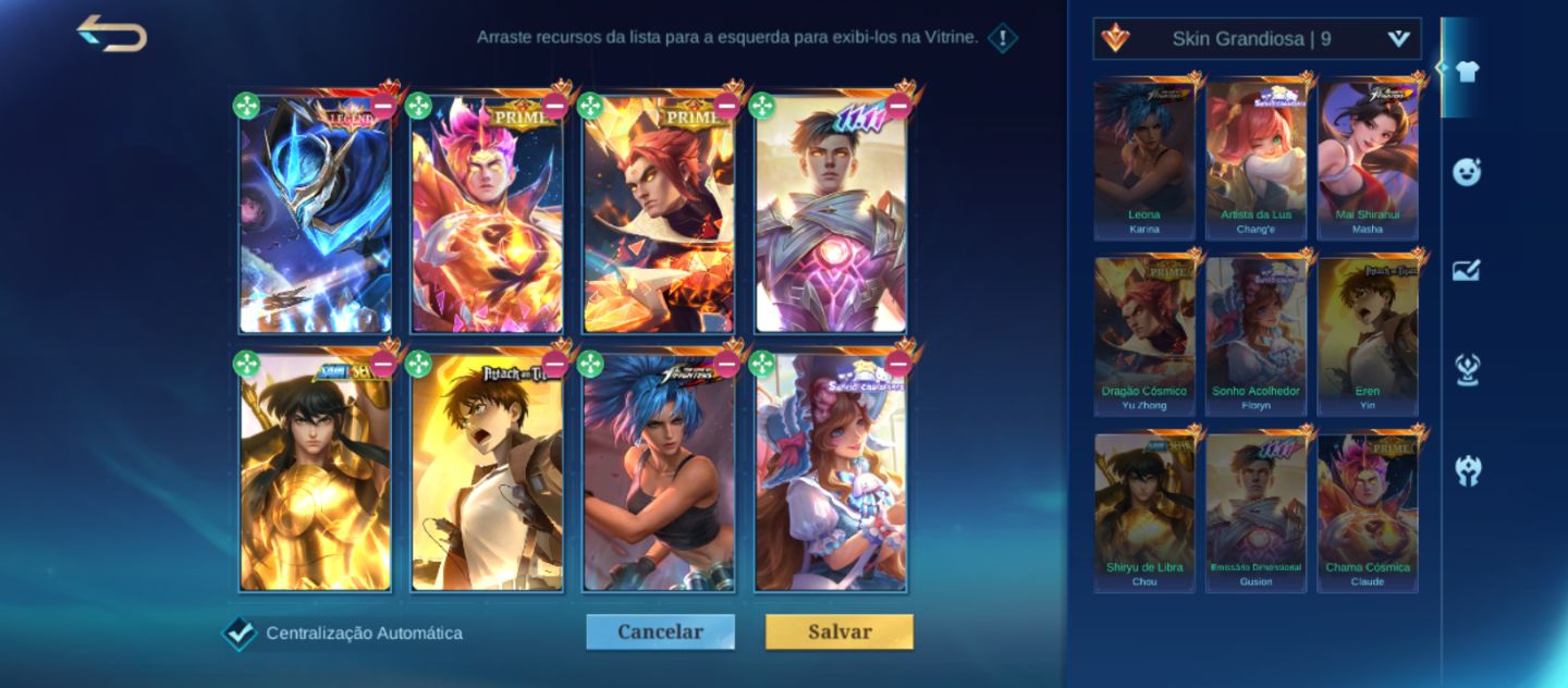 Menor preço Conta mlbb prime yu zhong e claude, legends... 408 Skins.