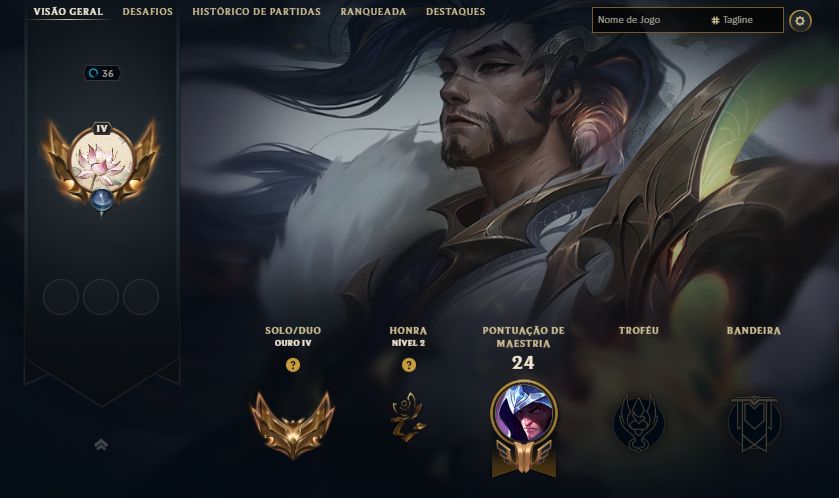 CONTA GOLD 4 / 2 SKINS + ESPÓLIO / YASUO DRAGÃO DOS SONHOS / PYKE T1 / 13K EA
