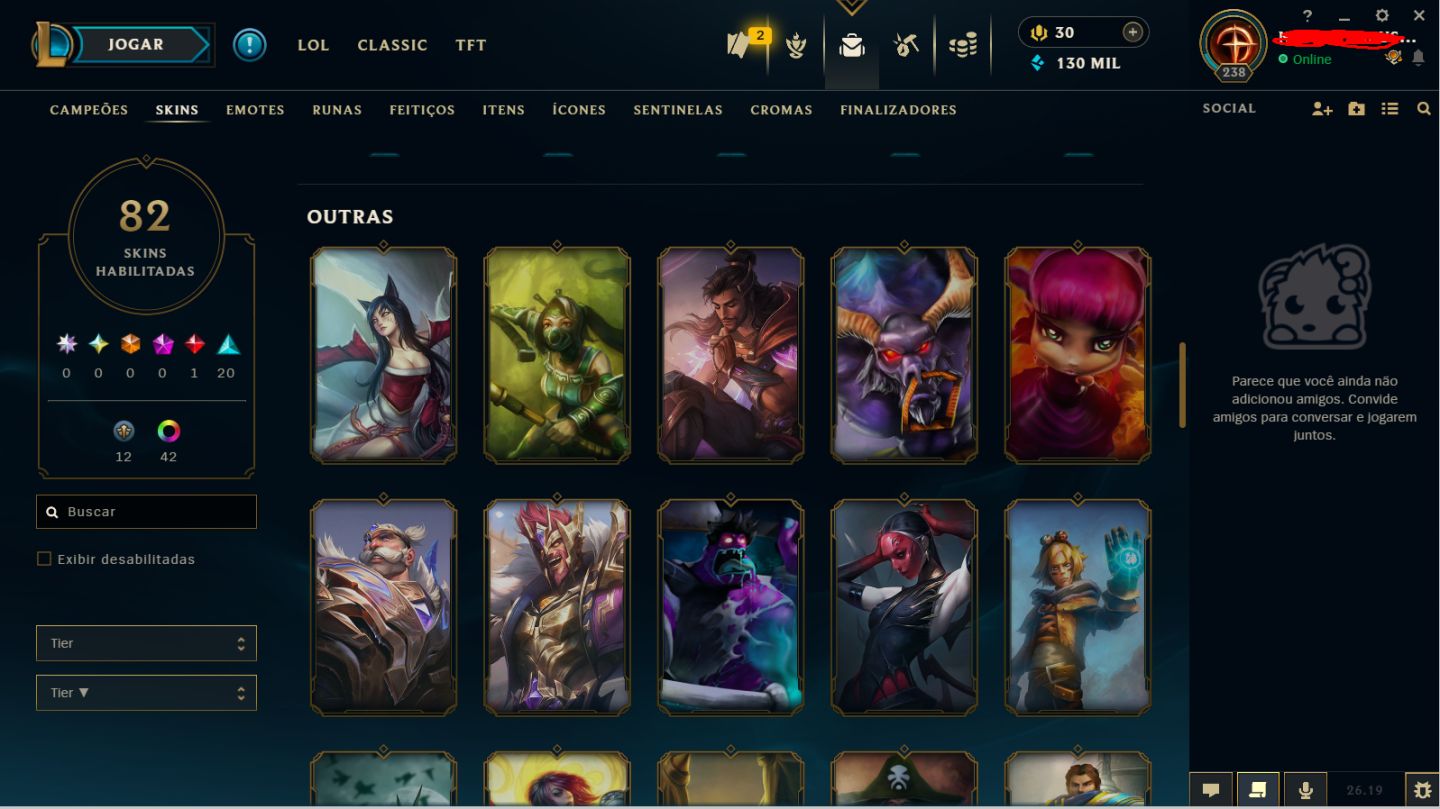 CONTA DIAMANTE // DIVERSAS SKINS // LEVEL 239 (MAIN ACCOUNT)