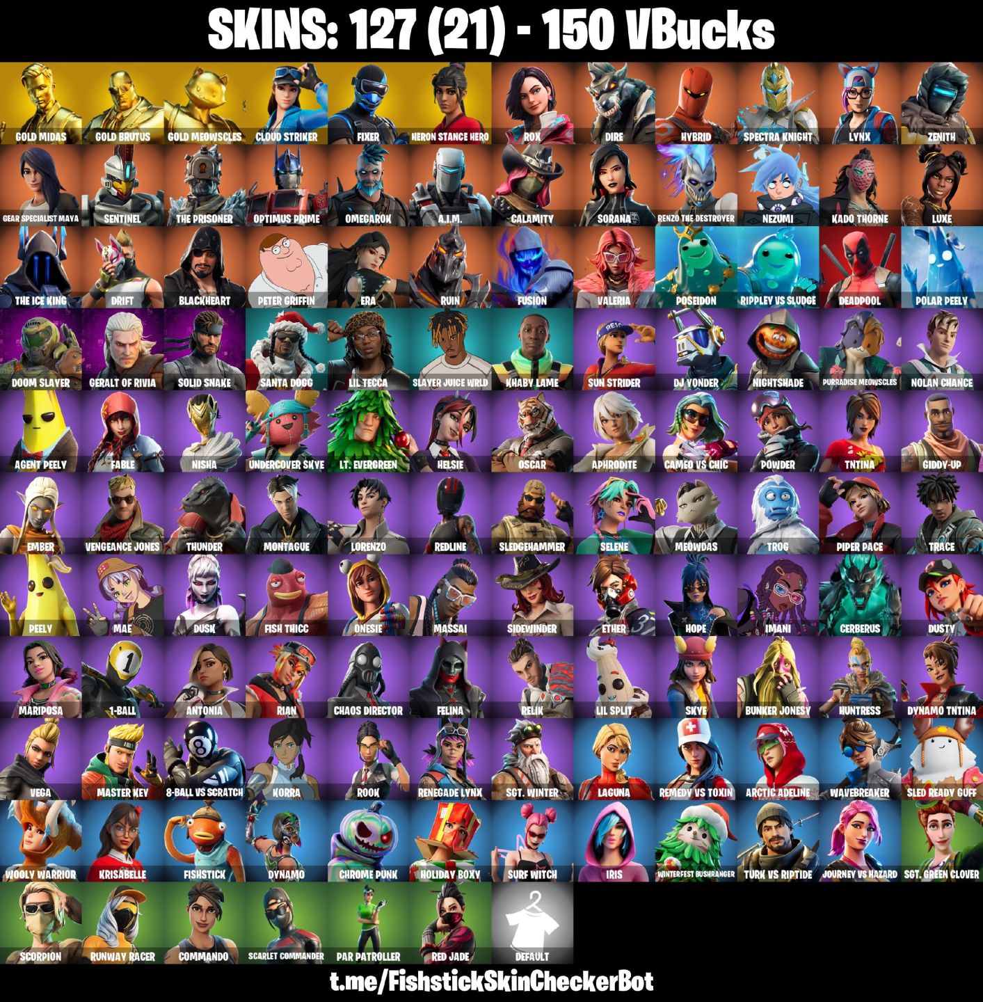 Conta Fortnite com Gold Midas | Gold Brutus | Gold Meowscles e 127 Skins
