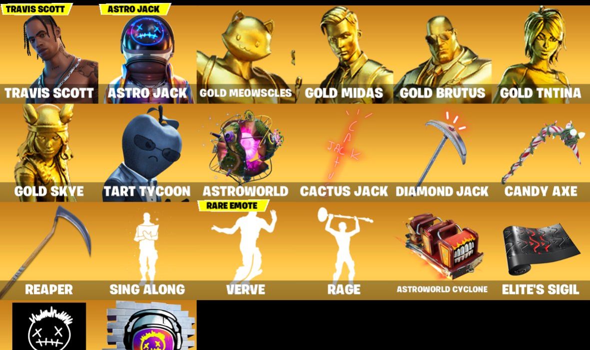 [209 SKINS] CONTA FORTNITE COM TRAVIS SCOTT/ASTRO JACK/LARA CROFT/MARVEL/CANDY
