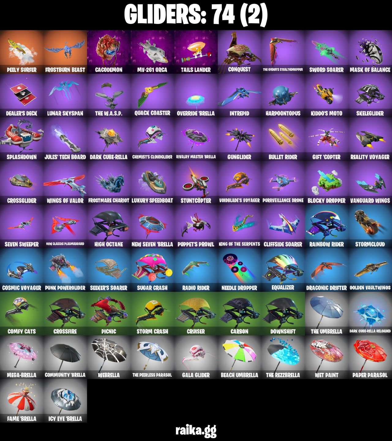 59 Skins - The reaper, Elite Agent, Omega (stage 5), Rogue agent, Ragnarok