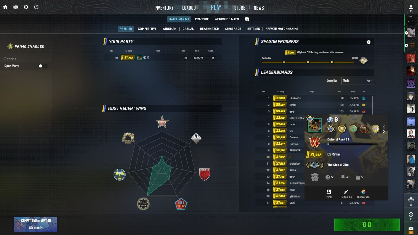 ELOJOB / ELOBOOST / RANKBOOST CS2 - PREMIER / COMP / WINGMAN (100% WIN).