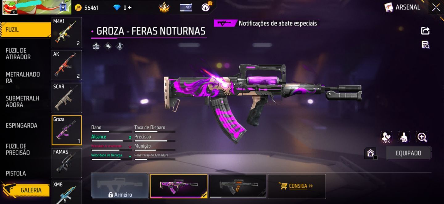 CONTA FREE FIRE COM CONJUNTO DAMA ESCALARTE | AWM ATRIBUTADA | CARTÃO DE TROCA