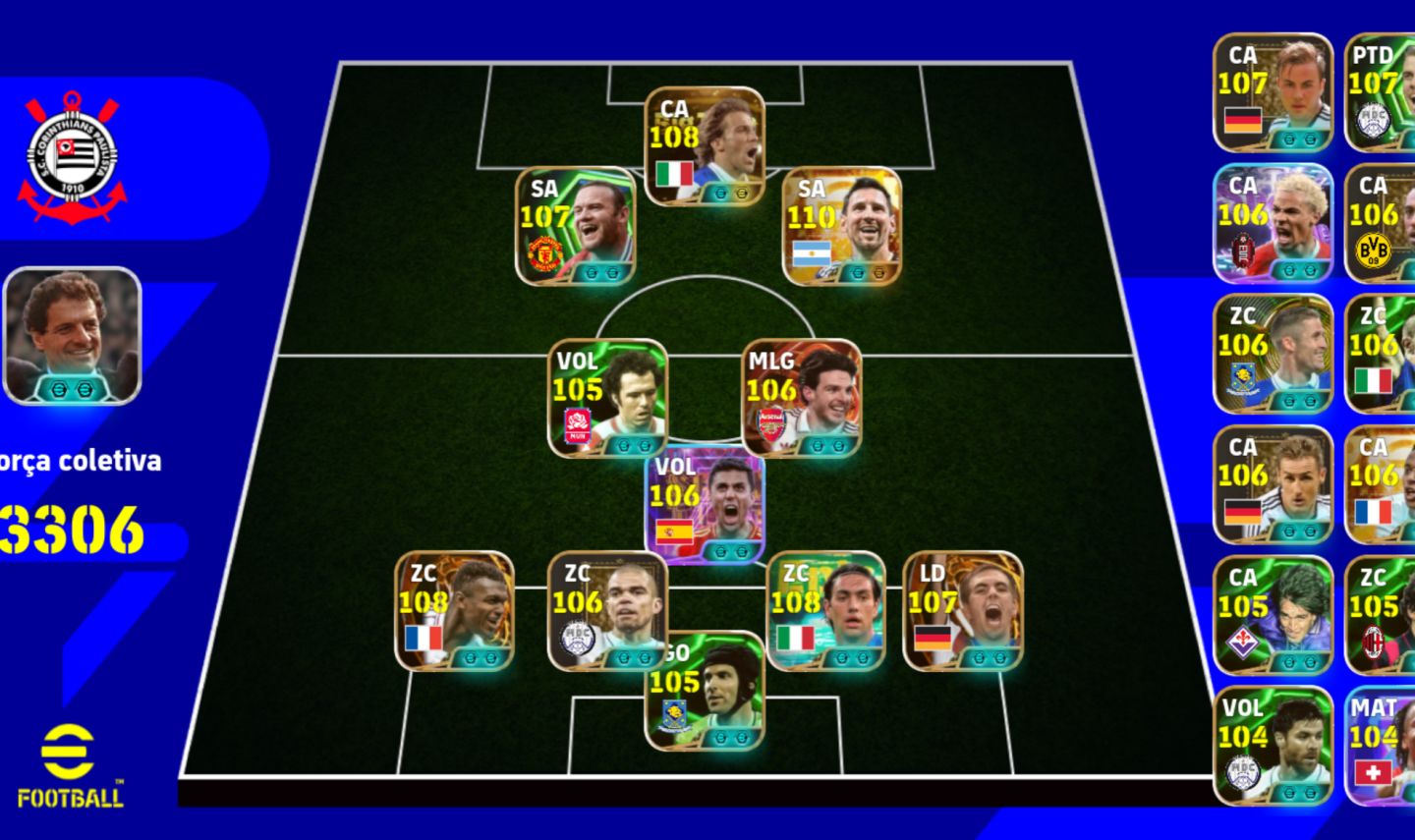 CONTA EFOOTBALL MOBILE - 3306 DE FORÇA COLETIVA
