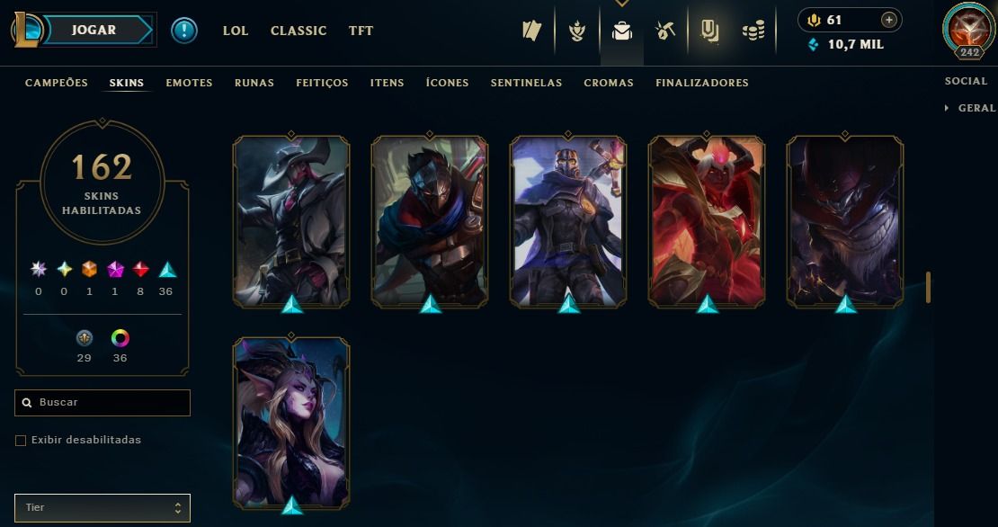 Full Acesso - 162 Skins - Todos Campeões - Level 242 - Season 2