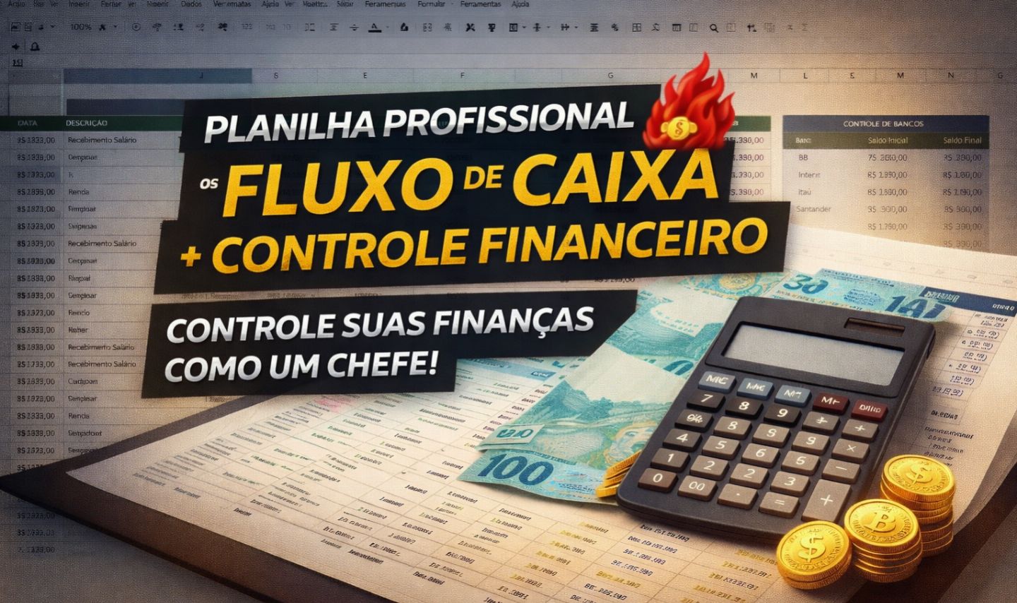 Planilha Profissional de Fluxo de Caixa + Financeiro ( entrega automatica )