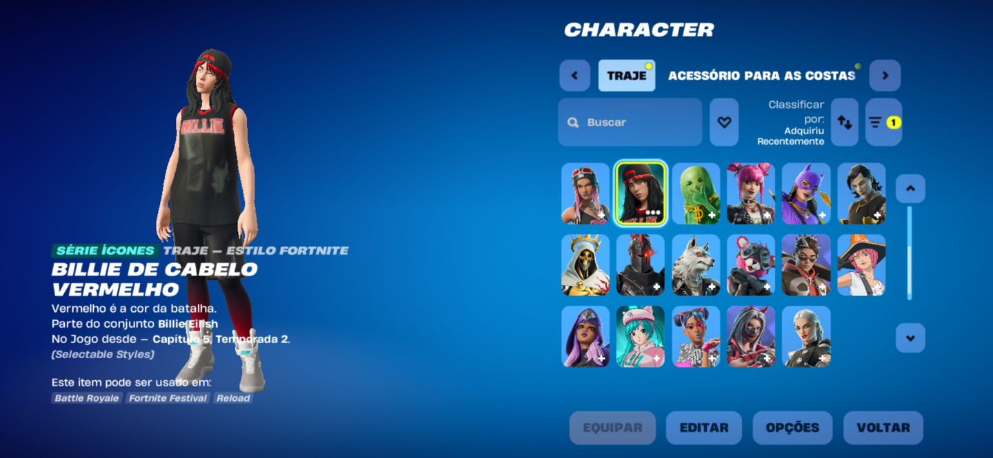 CONTA FORTNITE /// BILLIE ELISH /// SKINS STAR WARS