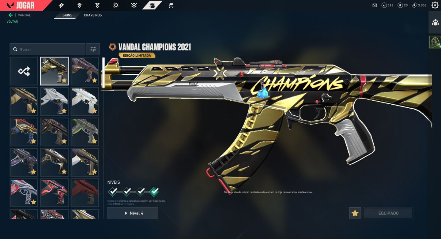 Conta de Valorant com Champions 2021 e Sheriff Arcane e 14 Facas