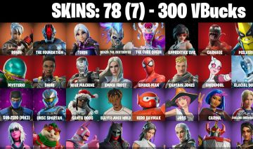 78 Skins - carnage, doom, war machine , emma frost, 300 vbucks