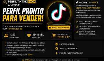TIKTOK COM ALTO ALCANCE + SHOP ATIVO | À VENDA