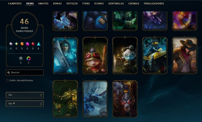 CONTA PLATINA 3 / 12 SKINS / GAREN CRIADOR MITICO / TALON VELHO OESTE / 4.6K EA