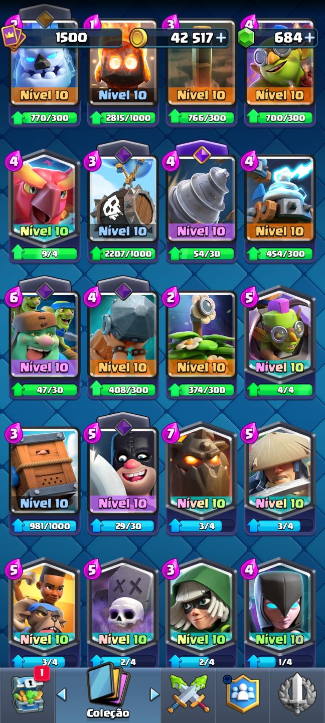 Conta de clash royale top 9533 Troféus 123/124 cards