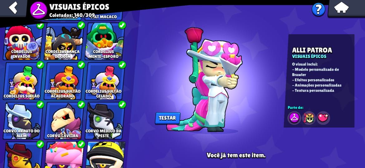 CONTA BRAWLSTARS | LENDÁRIO | TODOS BRAWLERS | 50K | RECHEADA DE SKINS | COLEÇÃO