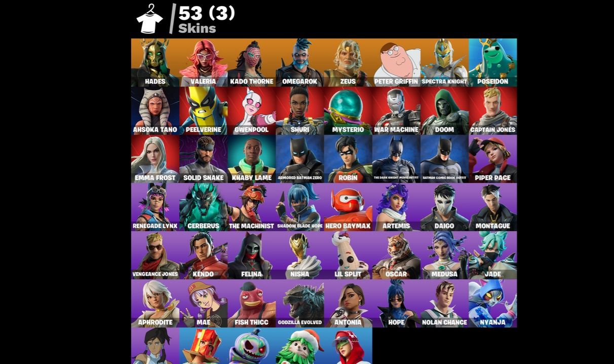 Conta FORTNITE 53 SKINS/BATMAN (zero/classic, knight) Robin / Peter GriFFIN