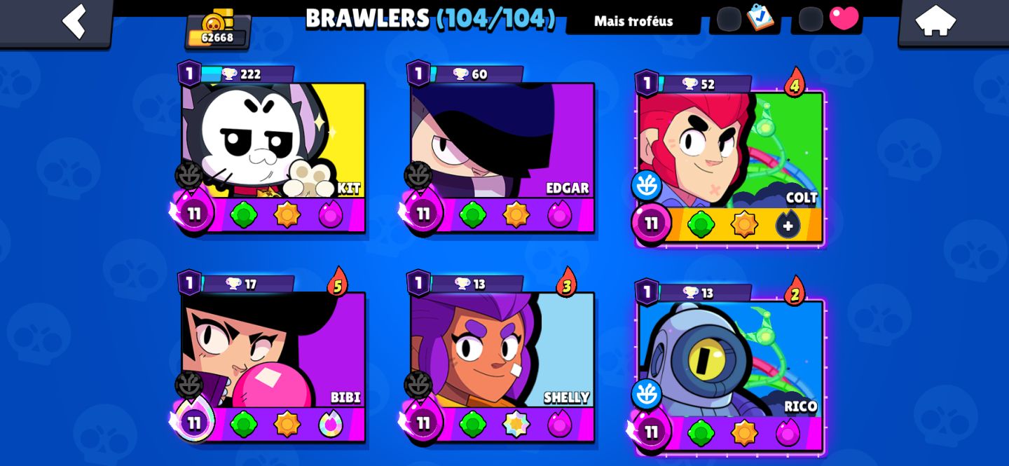 Conta de Brawl Stars com todos os Brawlers