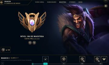 CONTA DIAMANTE LOL MONO DRAVEN - 13 SKINS DRAVEN - 184 SKINS 66% WR 2KK MAESTRIA