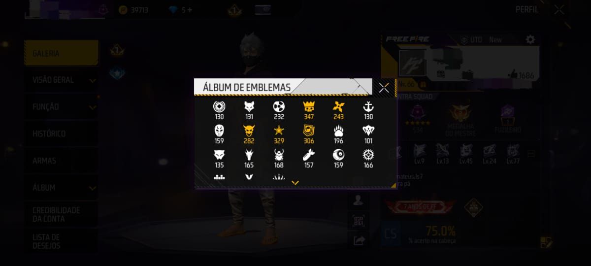 Vende-se conta de Free fire criada em 2018
