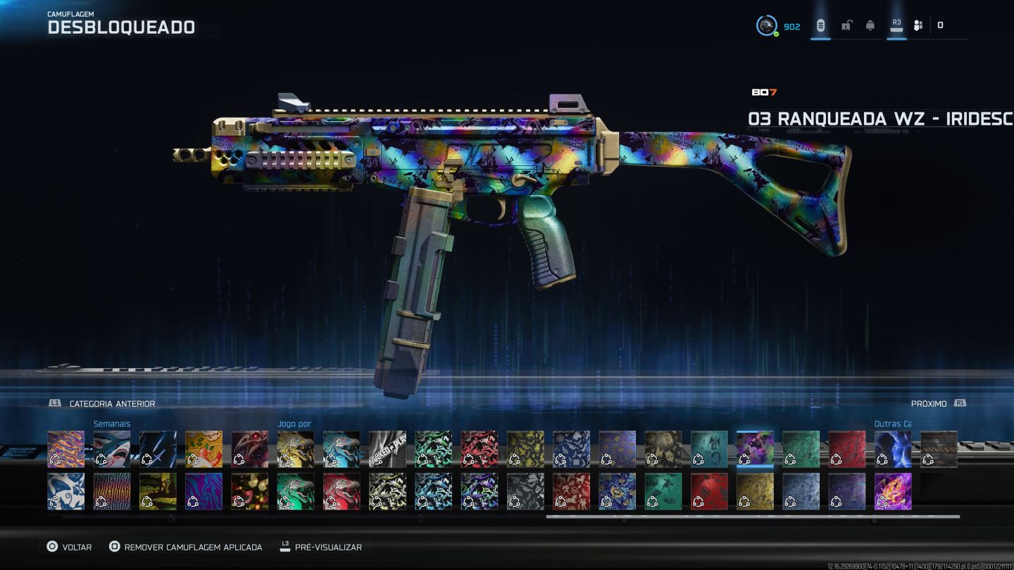CONTA WARZONE NÍVEL 900+/ T800/ GORDÃO/ IRRIDESCENT MP E WZ/ MUITOS ITENS RAROS