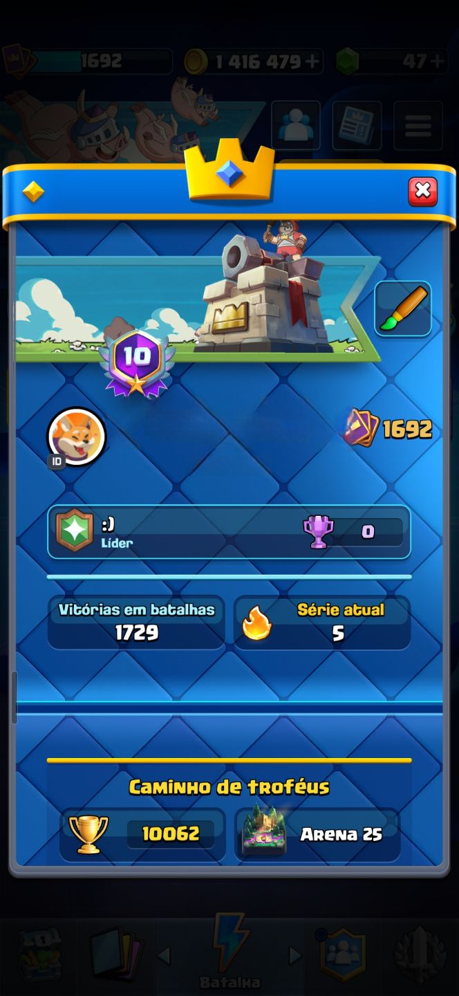 CONTA CLASH ROYALE 1 MILHÃO DE OURO - 10 ANOS - 10K TROFÉUS