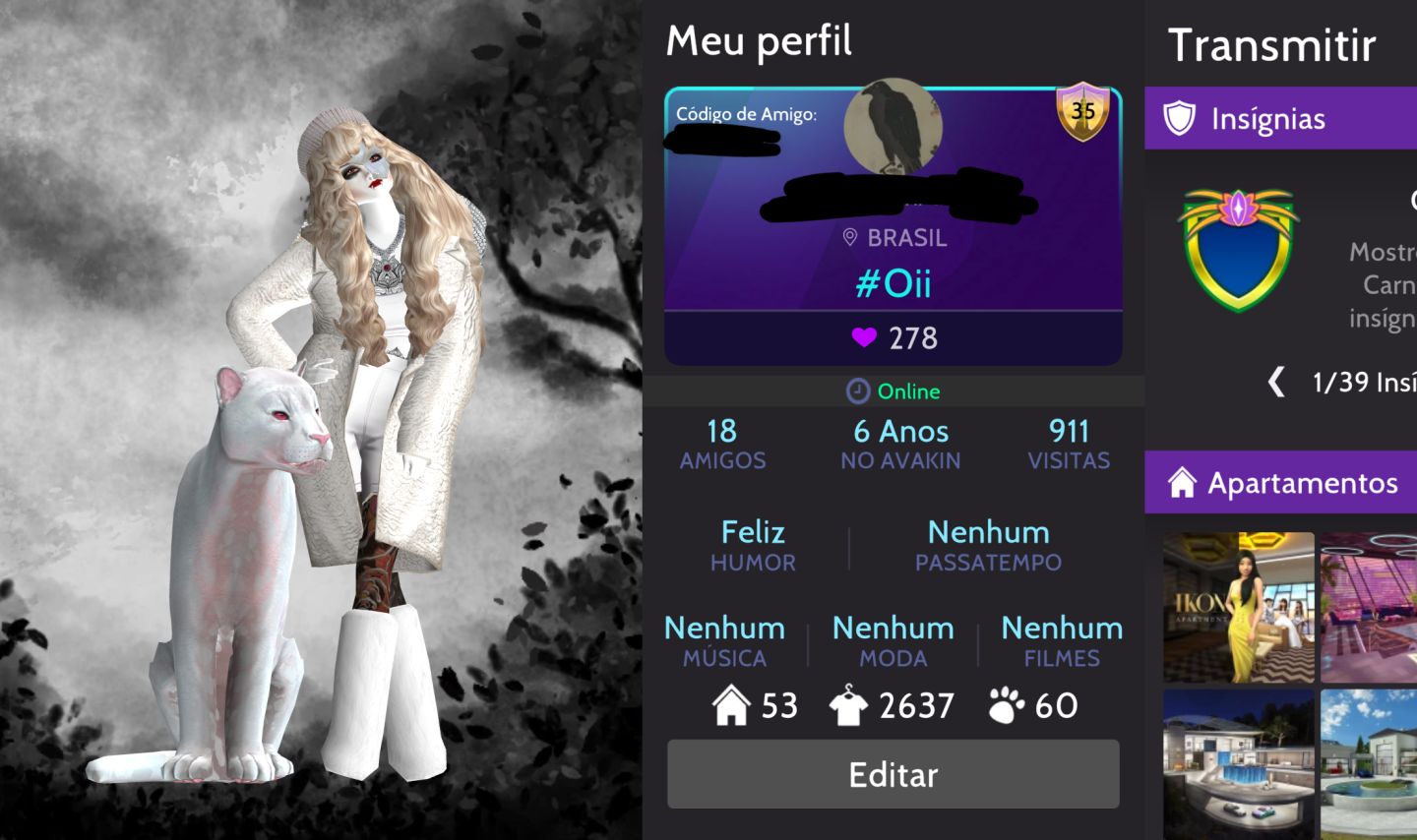 Conta avakin life antiga, muitos itens antigos e fora de venda. Nível 37