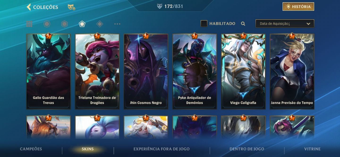 Conta Monarca Jinxs Supervilã , 172 Skins e todos campeões comprados.