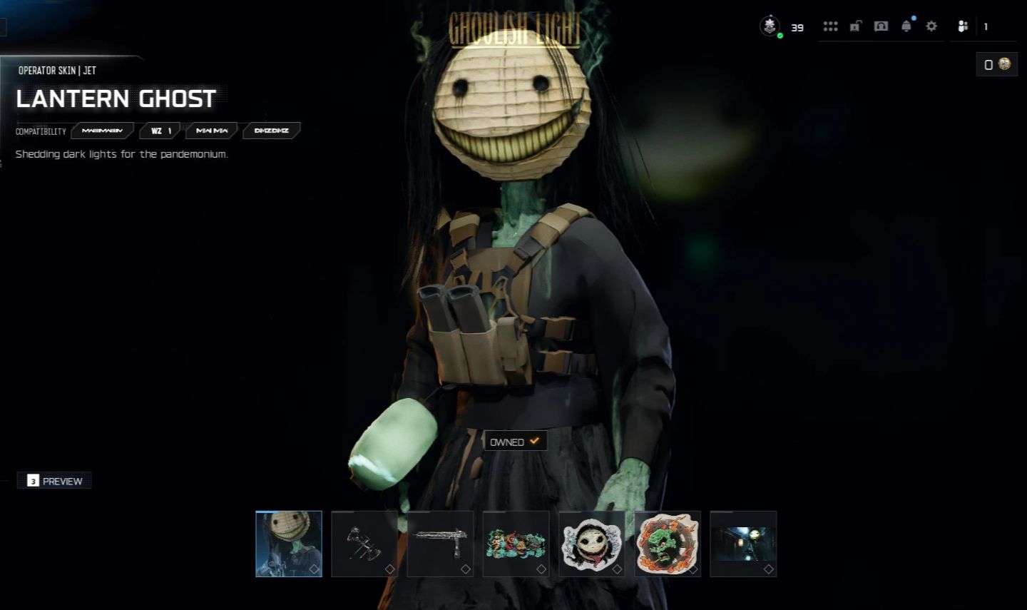 CONTA WARZONE RARA COM GHOULISH LIGHT, SOCIALITE, BAD BUNNY, UNICO DONO