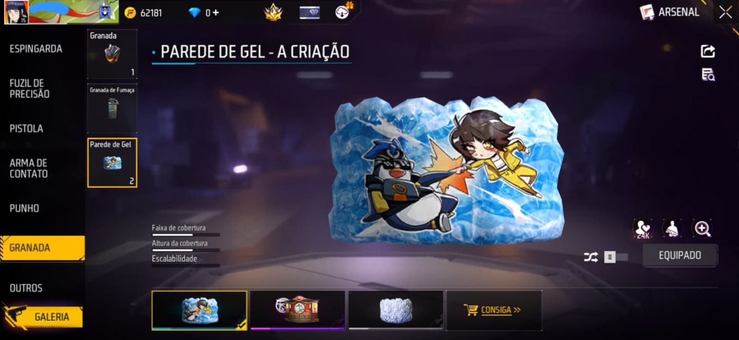 CONTA DE FREE FIRE COM CONJUNTO JIRAIYA | MP5 TRETA SOMBRIA | 2 PAREDE DE GEL