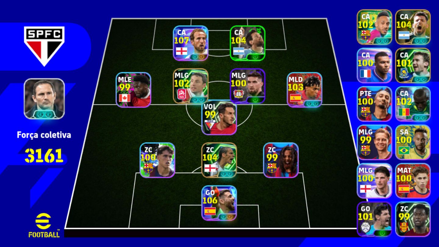 CONTA eFOOTBALL TOP 3161 DE FORÇA COLETIVA + KANE 107 E ELENCO FORTE!