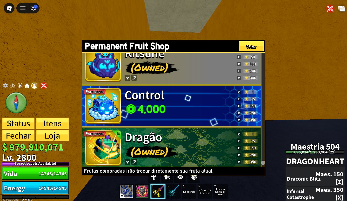 PROMOÇÃO] CONTA DE BLOX FRUITS COM DRAGON PERM + 23 FRUTAS PERMANENTES