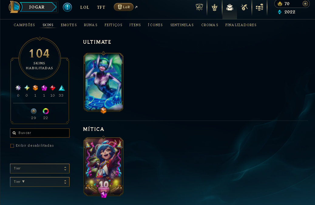 Conta de lol 109 skins 22 cromas gold 2