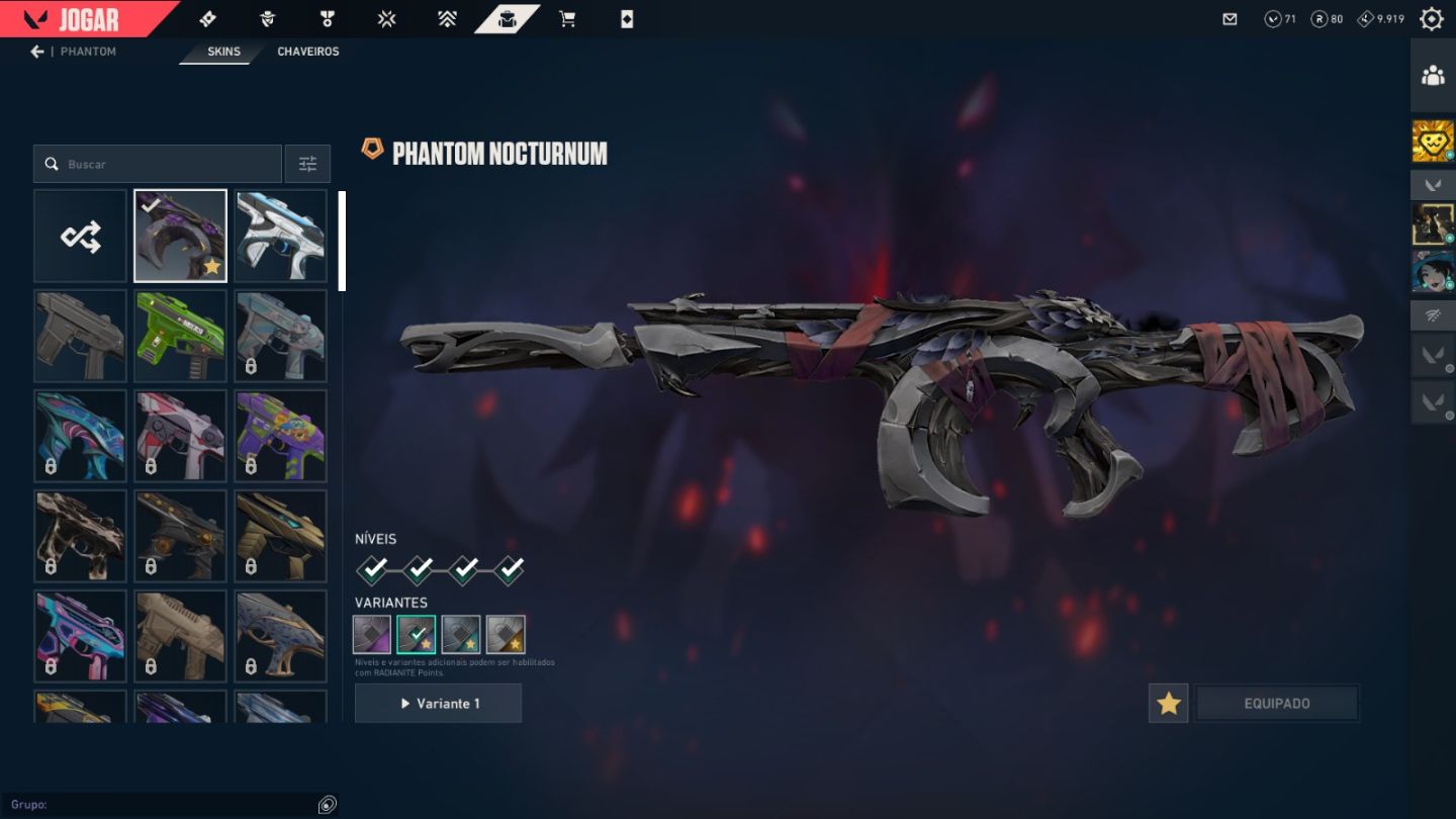 Conta valorant, lvl 139, ex ouro, pacote Nocturnum completo. Todos os agentes.
