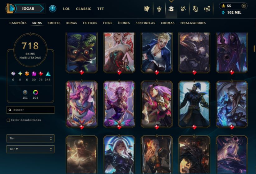 CONTA LOL DIAMANTE IV - EX MESTRE - 718 SKINS + DADOS DE REC - 100% SEGURA