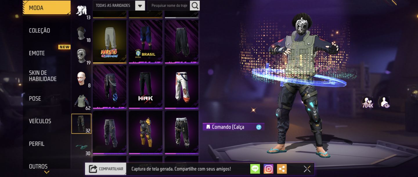 CONTA FREE FIRE | KAKASHI + NARUTO | CAMISAS DE TIME | SELEÇÃO BRASILEIRA