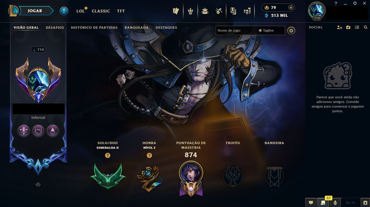 CONTA LEAGUE OF LEGENDS ESMERALDA II 1850 SKINS
