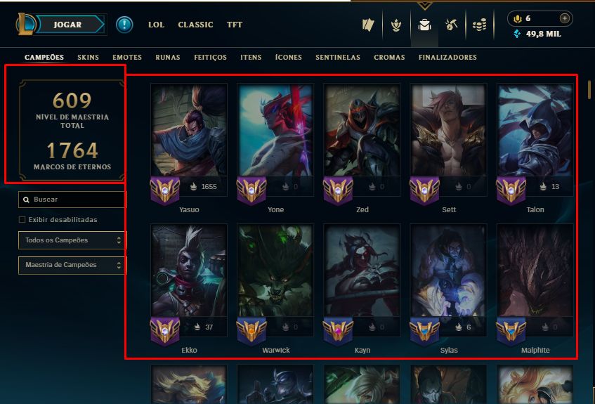 CONTAS MONOCHAMPIONS/ 1 MILHAO DE MAESTRIA+ COM BASTANTE OU POUCA SKINS